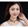 Simple Personalized Black Choker Neck Strap Double Pentagram Pendant Choker Necklace Women's Accessories