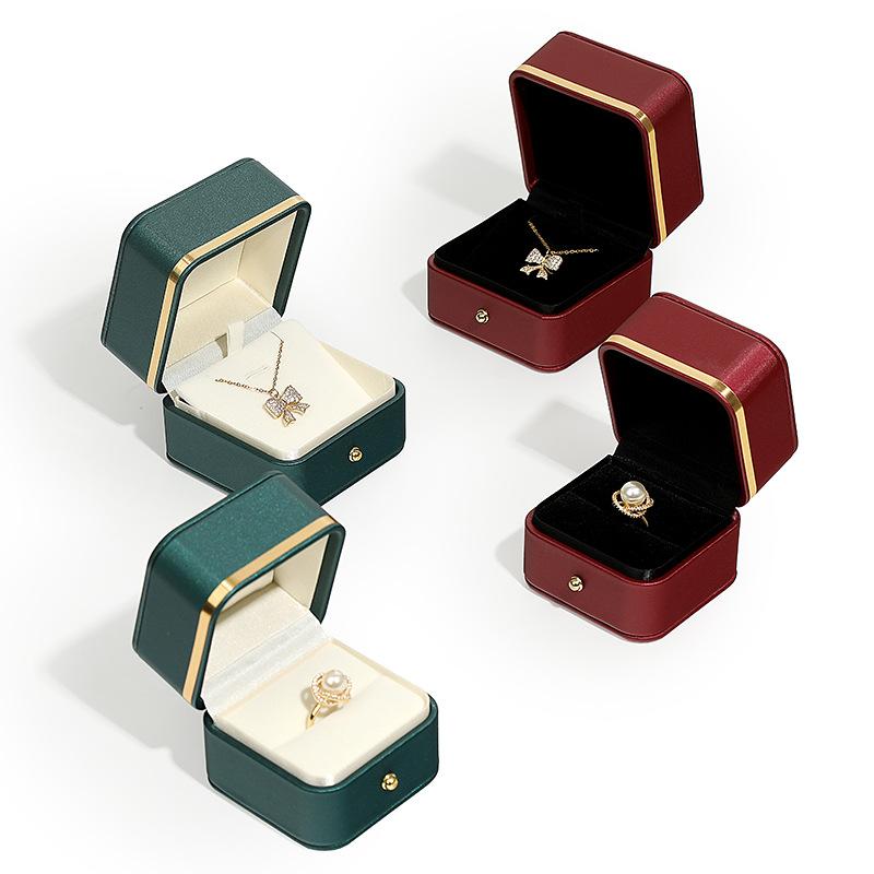 Gold Premium Custom Earring Jewelry Box Personalized Packaging Burgundy Jewelry Packaging Tiny Ring Box Jade Bangle Storage Box