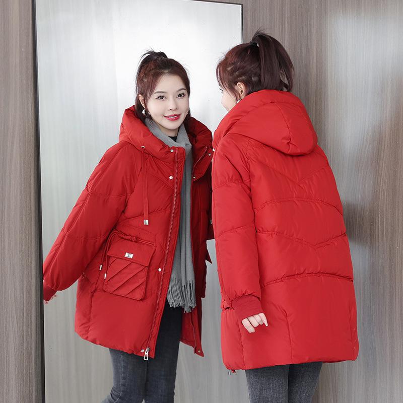 Women's cotton-padded clothes, winter coats, medium and long thickened women's cotton-padded jackets, new trendy hooded women's cotton-padded clothes