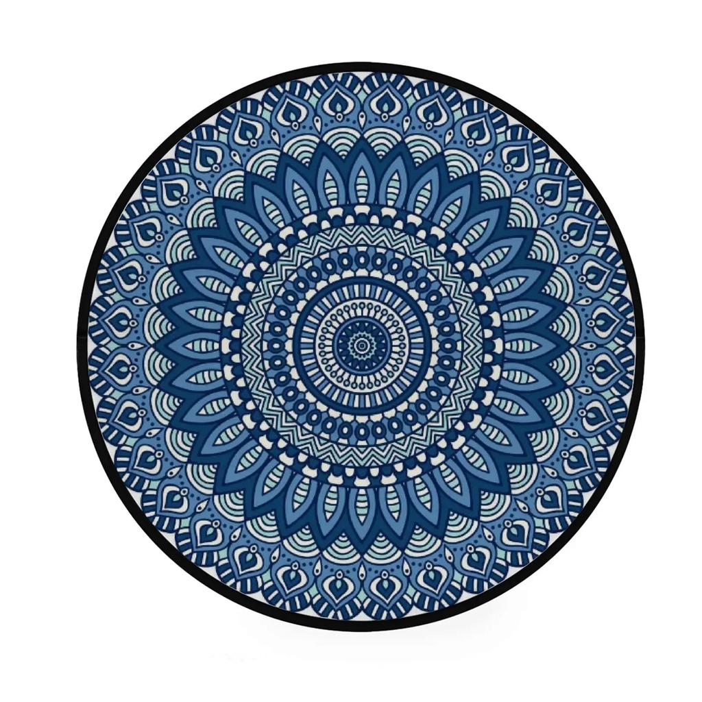 Abstraktní Boho Květinová Mandala Kulatý Koberec Exotický Květinový Kruh Koberec do Obývacího Pokojí Měkká Protiskluzová Podložka do Dětského Pokojí Vstupní Podlahová Rohož