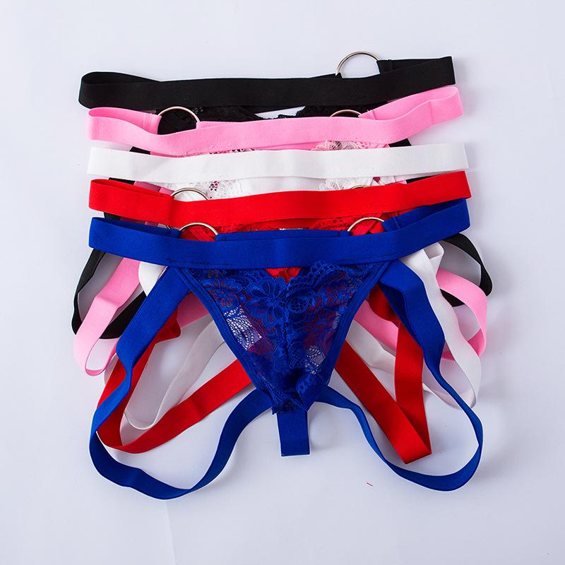Men's sexy lingerie, lace pocket sling elastic men's seduction briefs panties