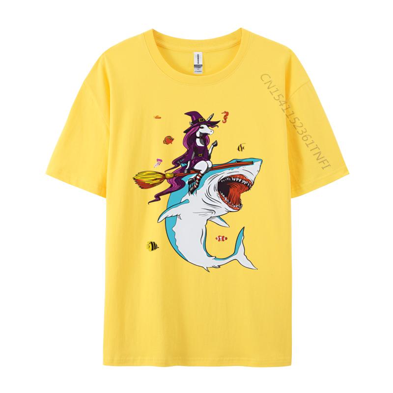 Funny Unicorn Riding Shark Halloween T Shirts Printed Tshirt Men Tee Shirt Anime Adult Man Top Shirts