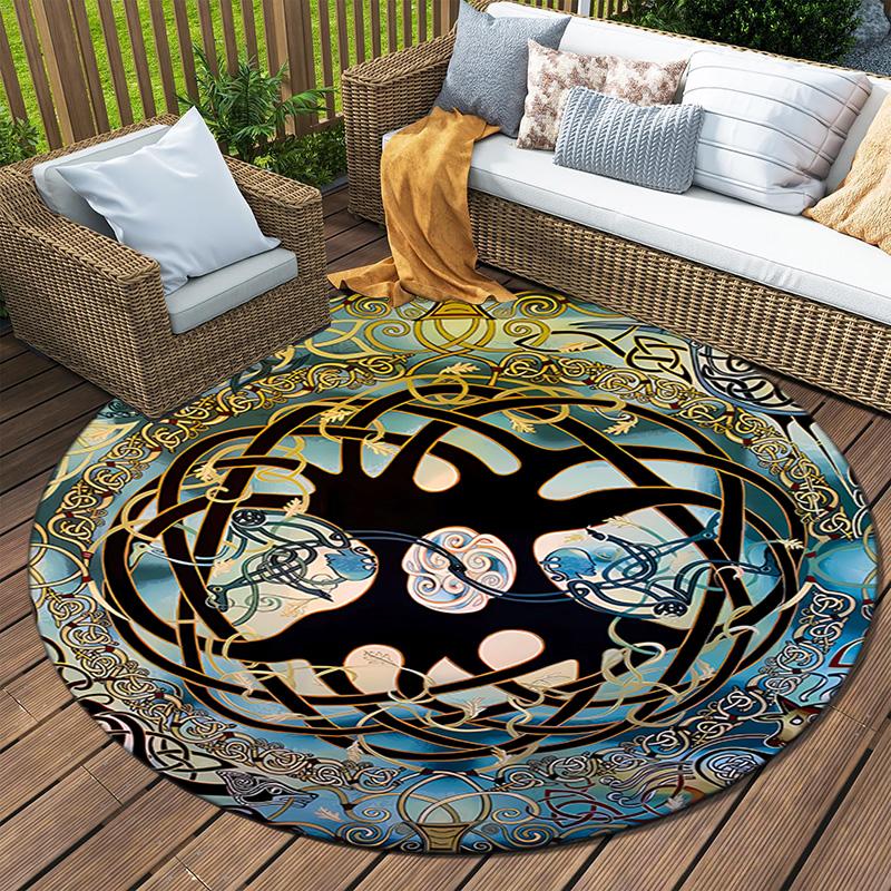 1Pc Tree of Life Circular Print Rug - home decoration Carpet For Living Room Bedroom Flooring Computer Chair Area Rug