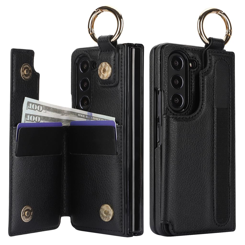PU Leather Phone Case for Samsung Galaxy Z Fold 7 6 5 4 3 Wallet with Ring Card Holder (no Pen)