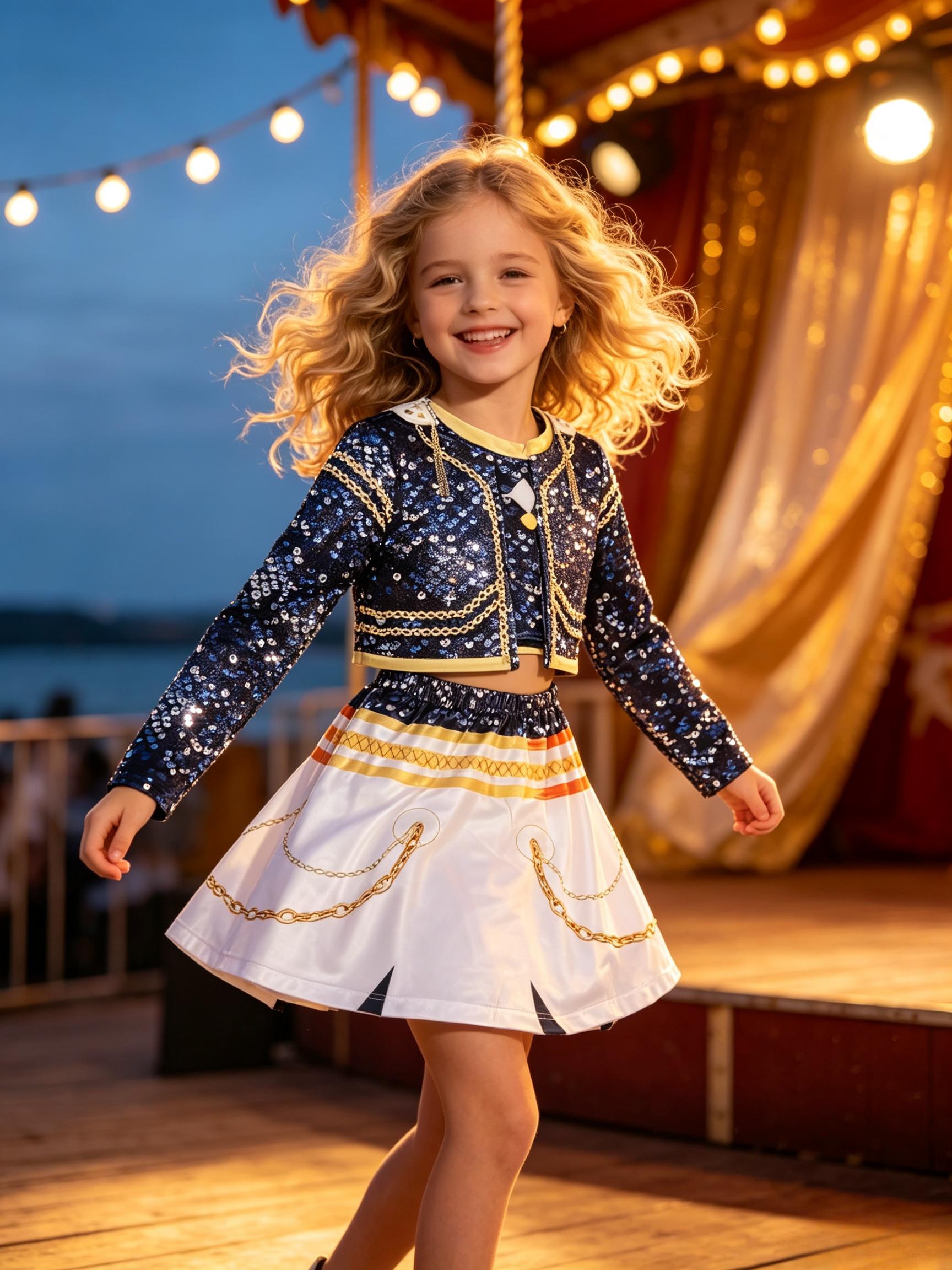 Elegant 2-delig kostuumset voor kinderen voor optredens, feesten en thematische evenementen 5-6Y&Other orange