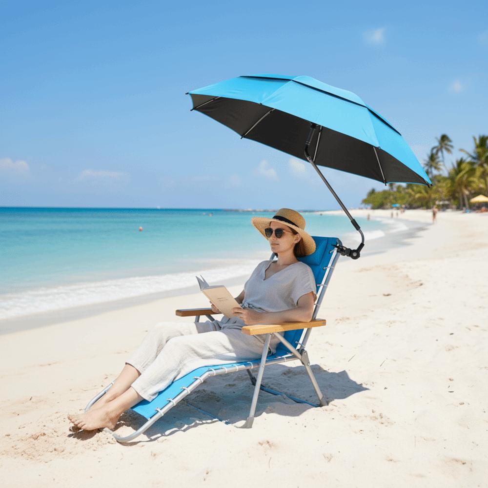 360° Adjustable Adjustable Shade Umbrella UV Protection with Clamp Beach Umbrella Large Size Sun Protection Outdoor Umbrella