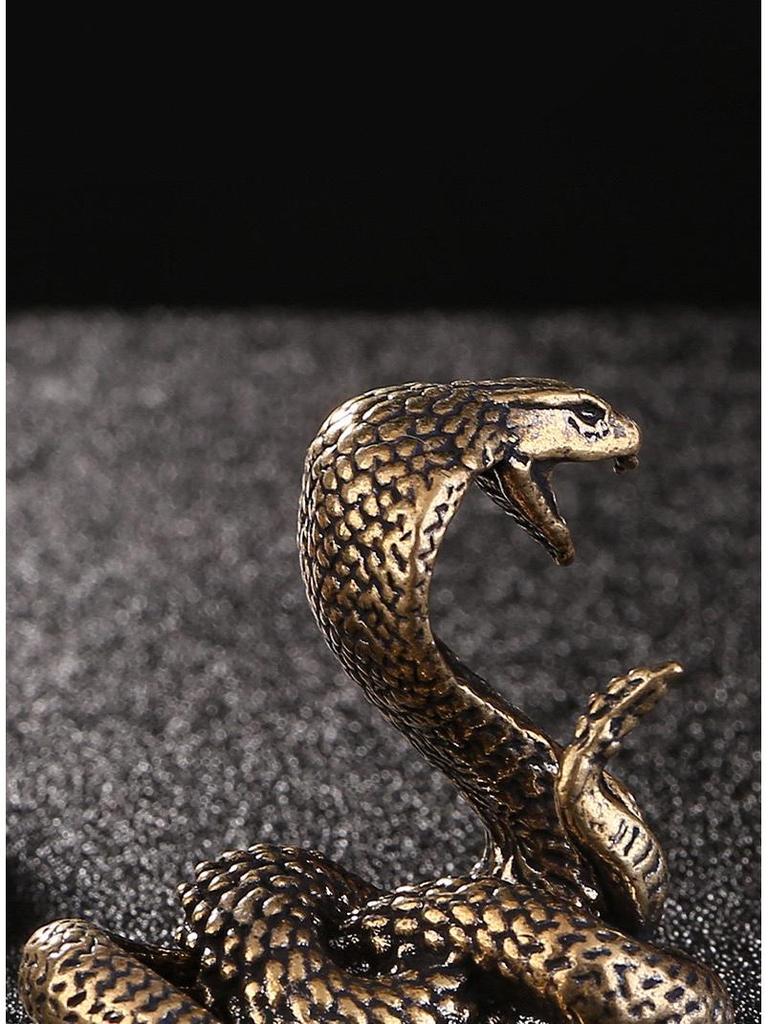 Vintage Brass Cobra Zodiac Snake Ornament for Office Desk Decoration