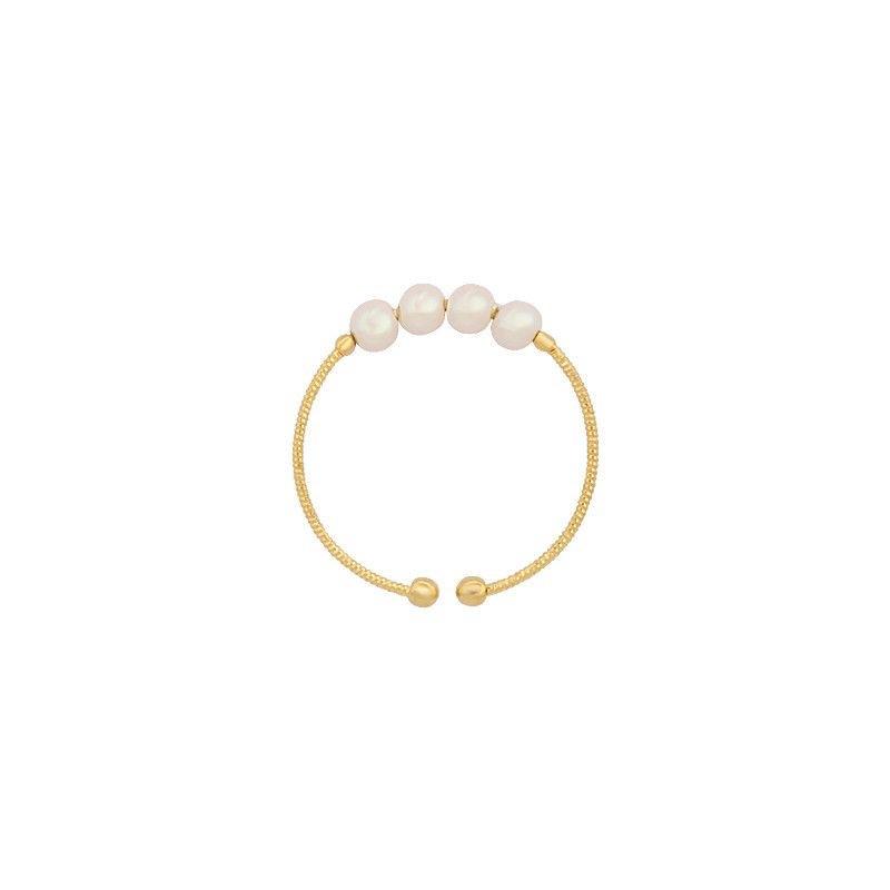 Simple Small Imitation Pearl Women Vintage Open Ring Lovely Kids Girls Finger Jewelry Gift For Friends Cute Beads Ring