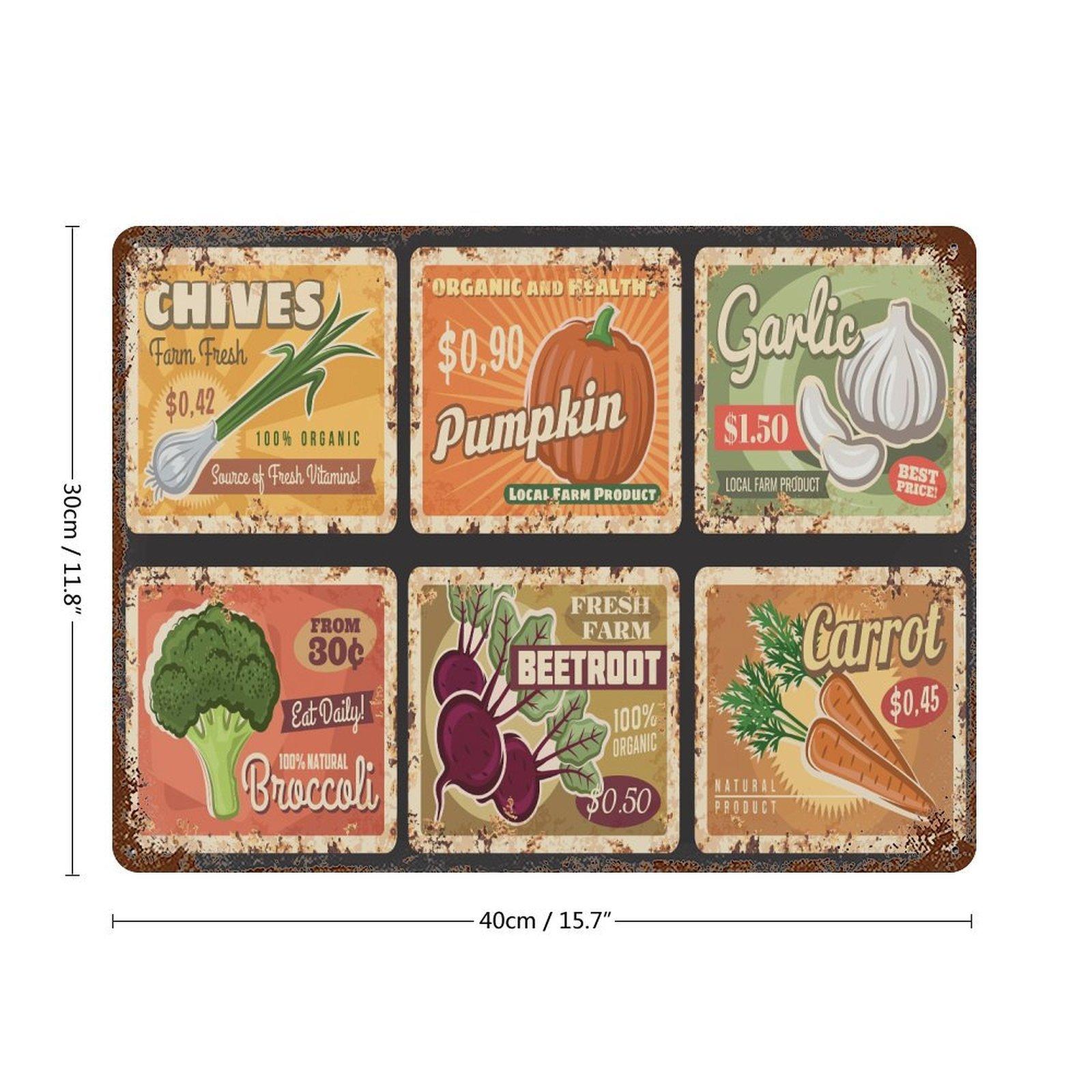 

1-Pack distressed rustic wall plaque metal, 20×30cm and 30×40cm, aged décor for kitchen, hallway or office 30*40CM