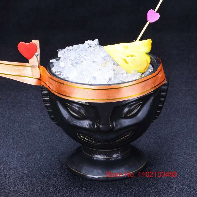 Schwarze Totem-Tasse Tiki-Cocktailglas Retro Amerikanisches Hawaii Restaurant Bar Keramik Trinkbecher Persönlichkeit Keramik Weinbecher