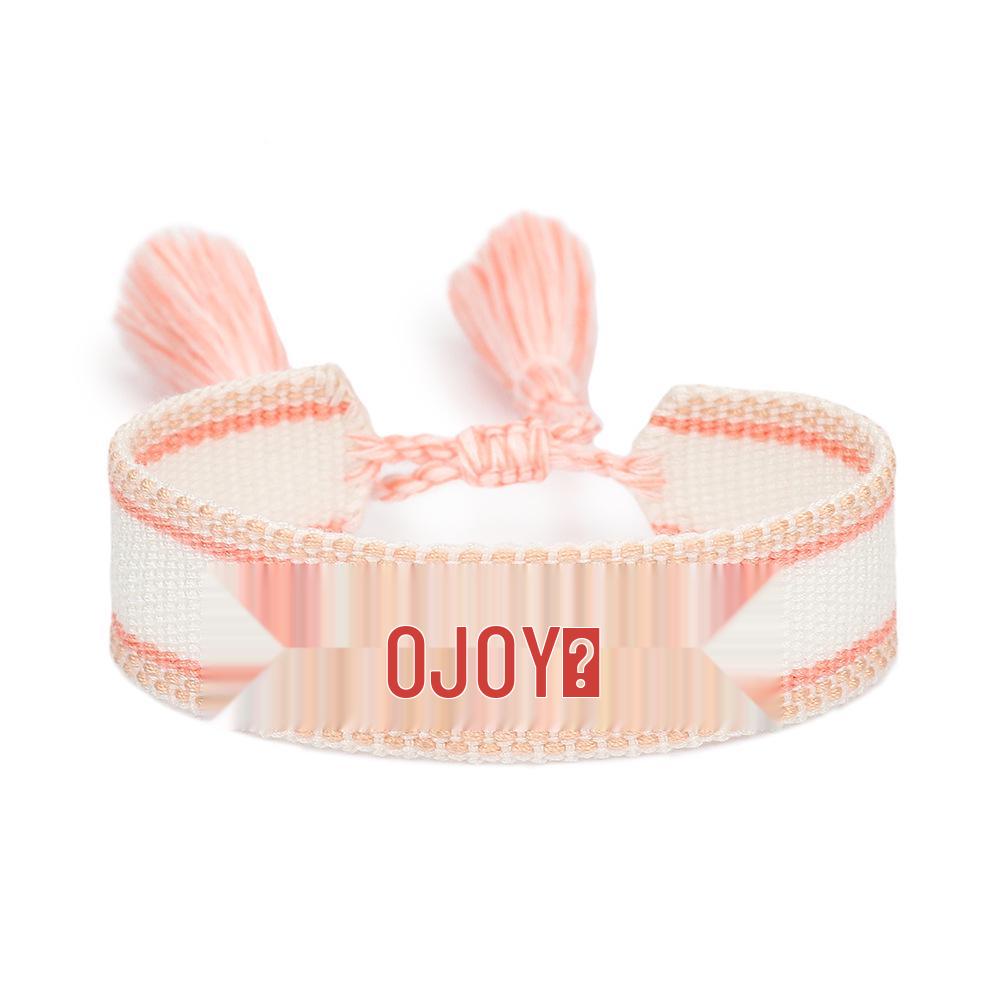 Colorful Embroidered Letter Bracelet for Women - Handmade Woven Rope with Tassel for Best Friends Default