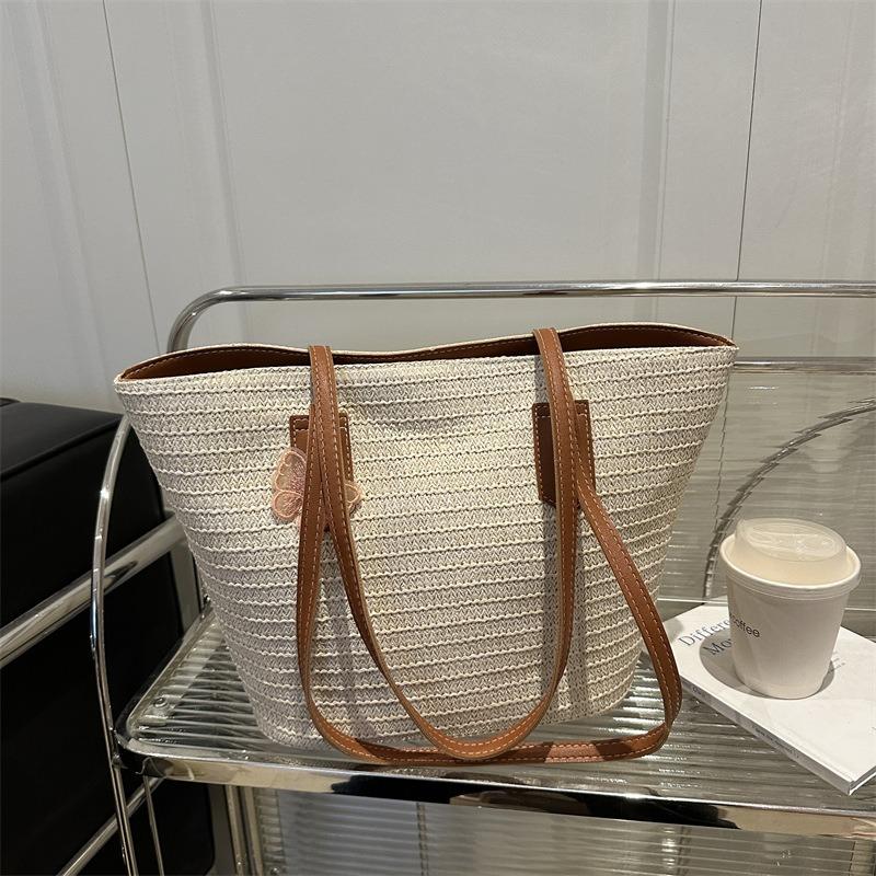 New summer casual woven armpit bag temperament large-capacity splicing contrasting color niche portable shoulder bag women