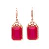 Luxury Fashion Crystal Design Red Zircon Drop Earings Square Ruby Earrings for Women Engagement Banquet Zircon