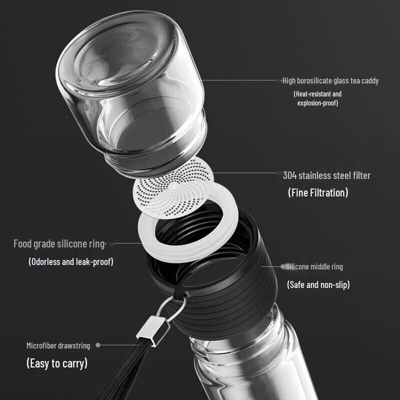 SAMADOYO Portable Double-layer Glass Tea Infuser Bottle