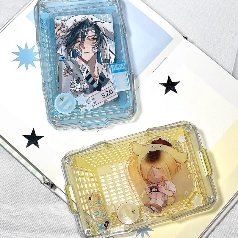 Shopping Basket Acrylic Photo Frame Creative Kpop Card Holder 3 Inch Anime Photocard Protective Case Stylish Card Sleeves 2025
