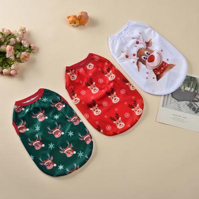 Christmas Deer Cat Clothes Pet Vest For Small Dogs Cats Costume New Year Costume Puppy Kitten T-shirt Outfits Yorkshire Clothing