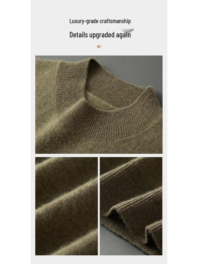 Seamless Men's Cashmere Half-Neck Sweater for Autumn/Winter - Versatile Knitwear