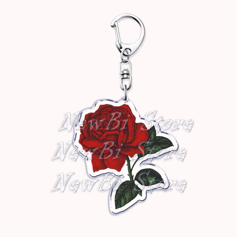 Romantic Pink Rose Flower Keychains Sunflower Red Love Keyring for Accessories Bag Key Chain Ring Jewelry Lovers Friends Gift