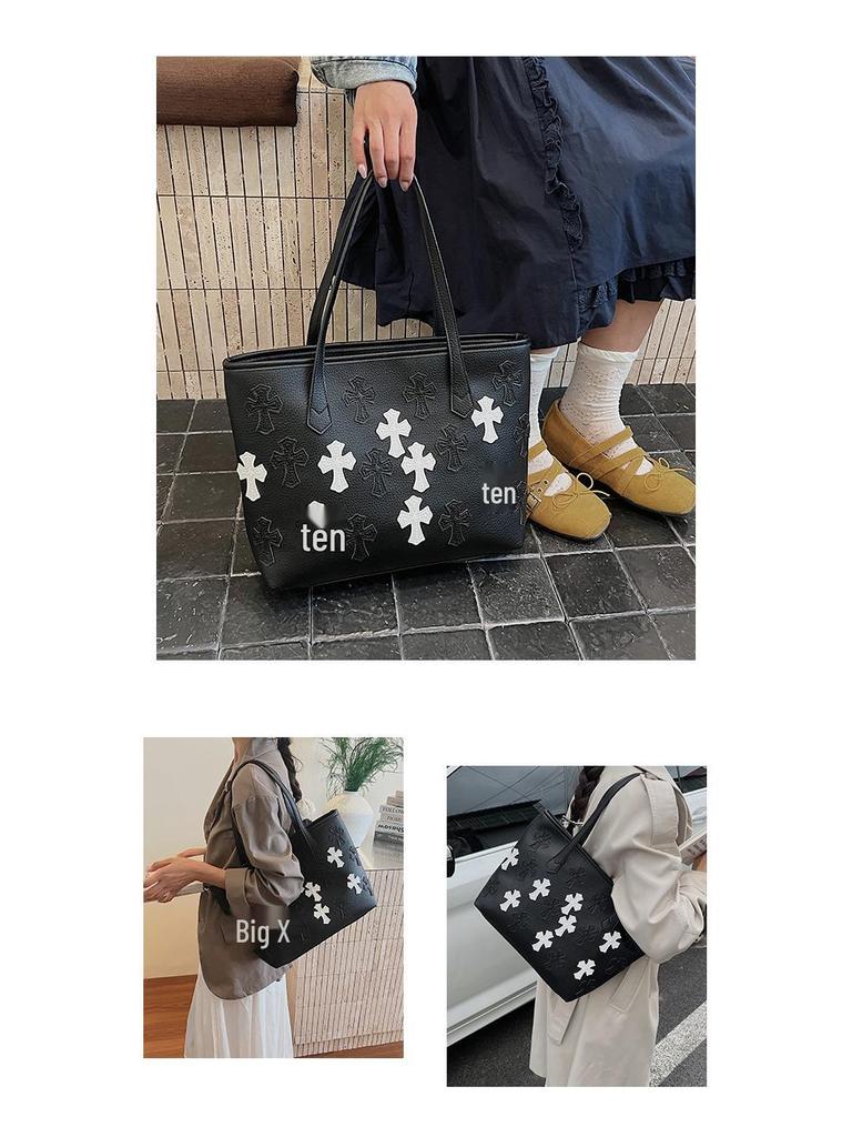 Bolsa Tote Cruz Chrome Hearts: Grande Capacidade, Estilo Celebridade da Internet, Bolsa Transversal Luxuosa e de Ombro para o Dia a Dia para Mulheres.
