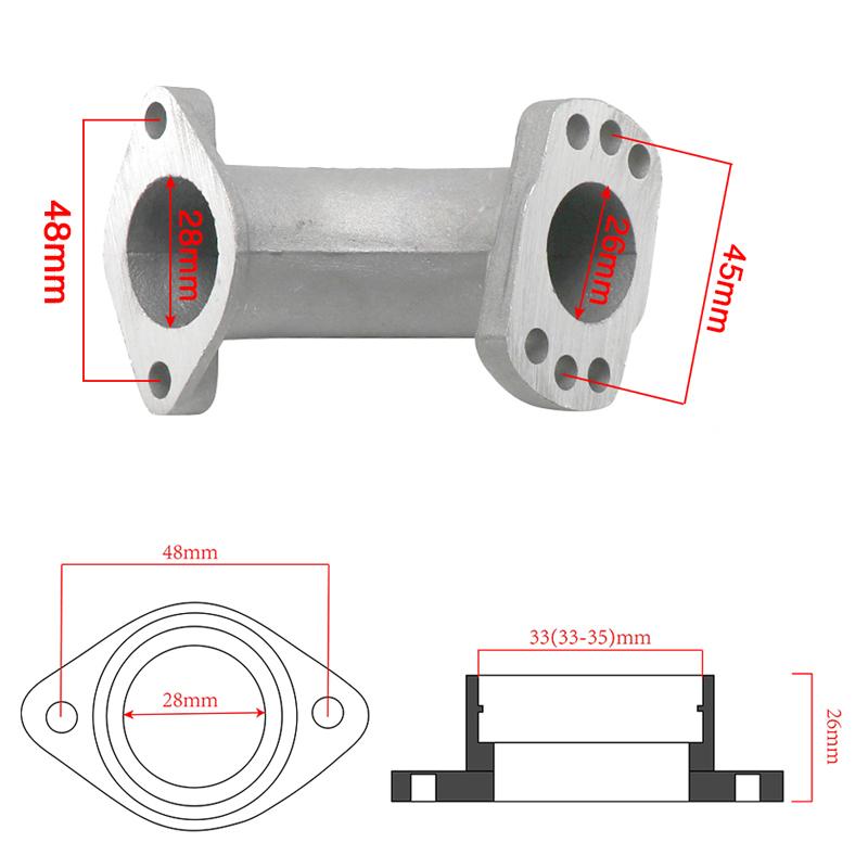 ZS MOTOS Intake Manifold Carburetor Carb VM22/PZ19/PZ26 Carburetor Interface Intake Manifold Adapter Carburetor Accessories