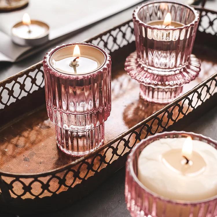 Nordic Mini Glass Candlestick European Taper Candles Holders Table Candle Stand Small Tealight candle holder Home Decoration