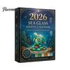 Christmas Room Decoration Sea Glass Marine Life Advent Calendar, 24 Day Countdown Box Festive Desktop Ornaments with Ocean Animal Acrylic Ornaments,