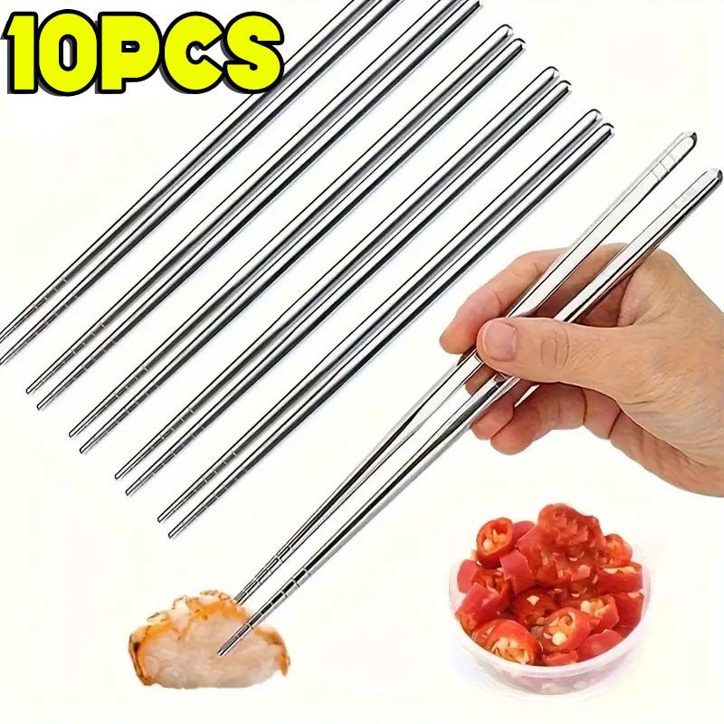 Stainless Steel Chopsticks Household Round Metal Chop Sticks Japanese Sushi Food Stick Kitchen Tableware Cutlery Sets