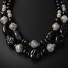 Beaded Necklace with Coordinated Drop Earrings, Double-Strand Layering, and Irregular Acrylic Beads Jewelry Set