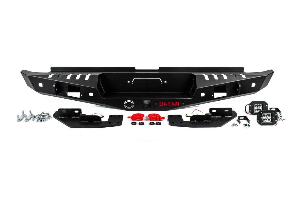 Reinforced Rear Bumper Dakar Black, for Sensor, with Backlight for Ford Ranger 2011-2022
