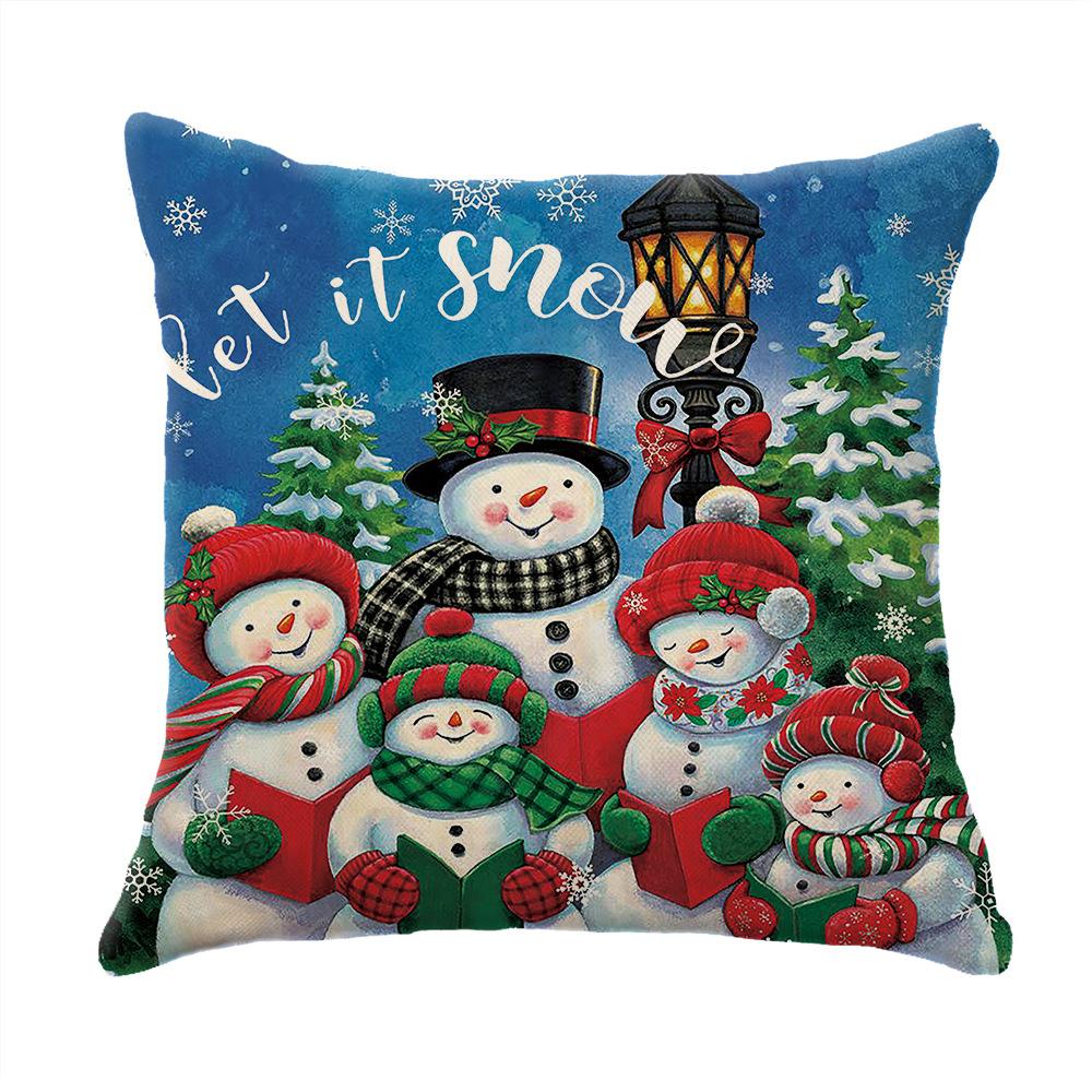 Blue Watercolor Elk Truck Christmas Pillowcase Christmas Living Room Sofa Home Decoration Pillow Cushion