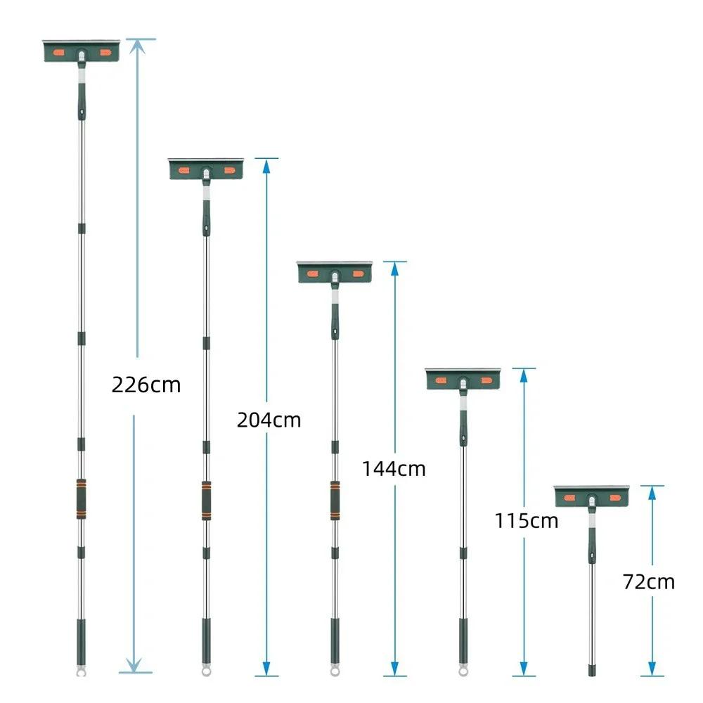 72-226cm Extended Handle Mop Window Cleaning Mopper Glass Floor Cleaner Mopper with Silicone Scraper Clean Household Clean Tools