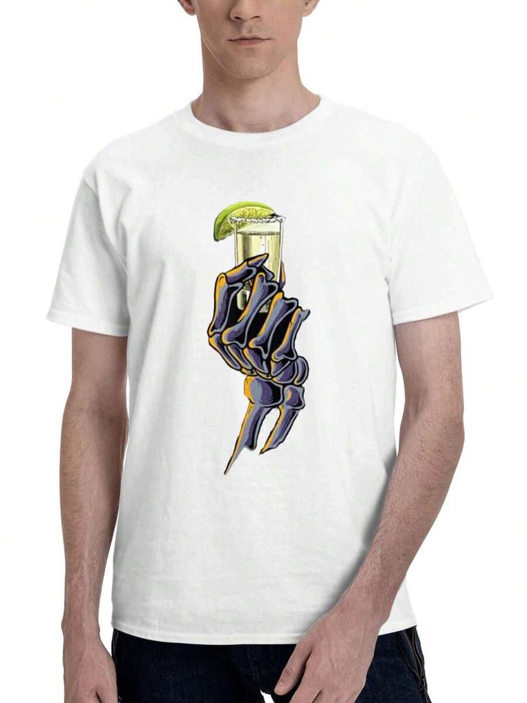Unisex's T-Shirts Ghost Hand Holding Drink, Breathable