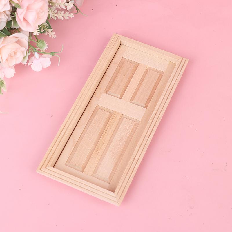 1/12 Dollhouse Miniature Wood External Door Unpainted Doll House Diy Accessories