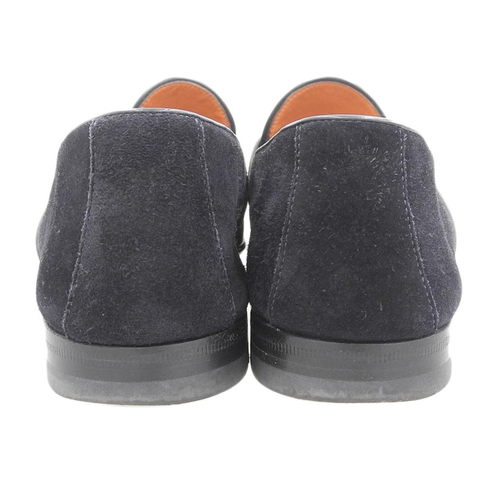 SANTONI Men's Penny Loafer Shoes, Suede, Black, Size 5, 16033 shoes 5 blackUsed