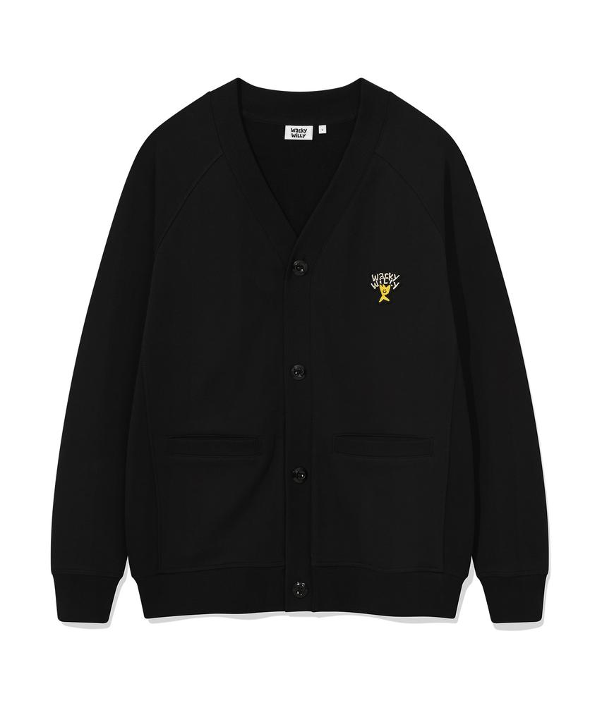 Wacky Willy Kiki Logo V-Neck Cardigan Black
