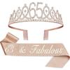 Birthday Tiara Crown Sash Women Girls 15th 20th 25th 30th 35th 40th 45th 50th 55th 60th 65th 70th Party Decoration Favor Gifts 5