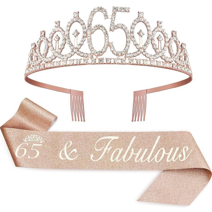 Birthday Tiara Crown Sash Women Girls 15th 20th 25th 30th 35th 40th 45th 50th 55th 60th 65th 70th Party Decoration Favor Gifts 5