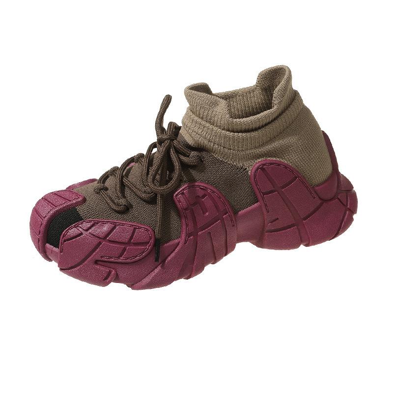 Running dad shoes new fly-woven sports shoes casual thick-soled lightweight ugly cute elastic socks shoes women's spring and autumn