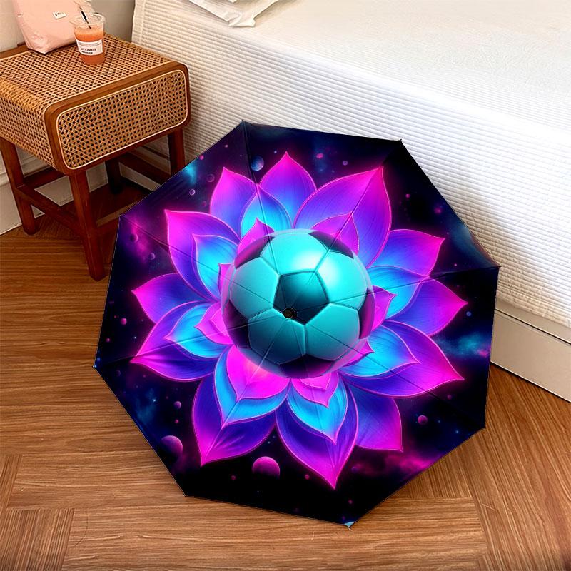 LotusandBall Pattern Pattern New Style Umbrella, 1 Piece Automatic Folding Umbrella, Portable Travel Umbrella, Outdoor Umbrella, Birthday Gift