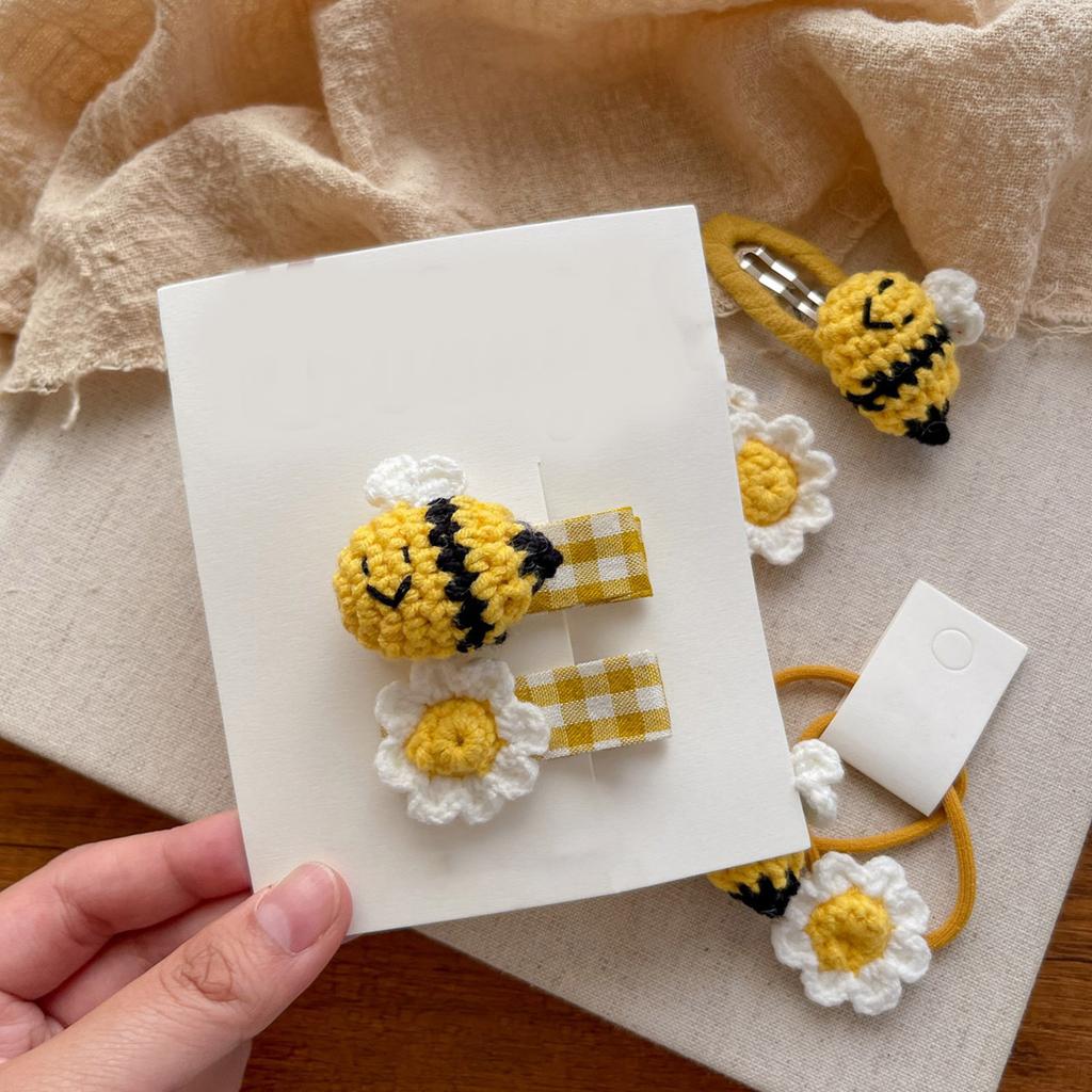 2PCS Honeybee Theme Hair Clip Set Korean Styles Hairpin Fashionable Hair Ornament Festival Decorative Hair Clip Hair Tie