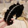Sweet Velvet Pleated Hair Hoop Elegant Women Sequin Hairband Shiny Rhinestone Headband  Banquet