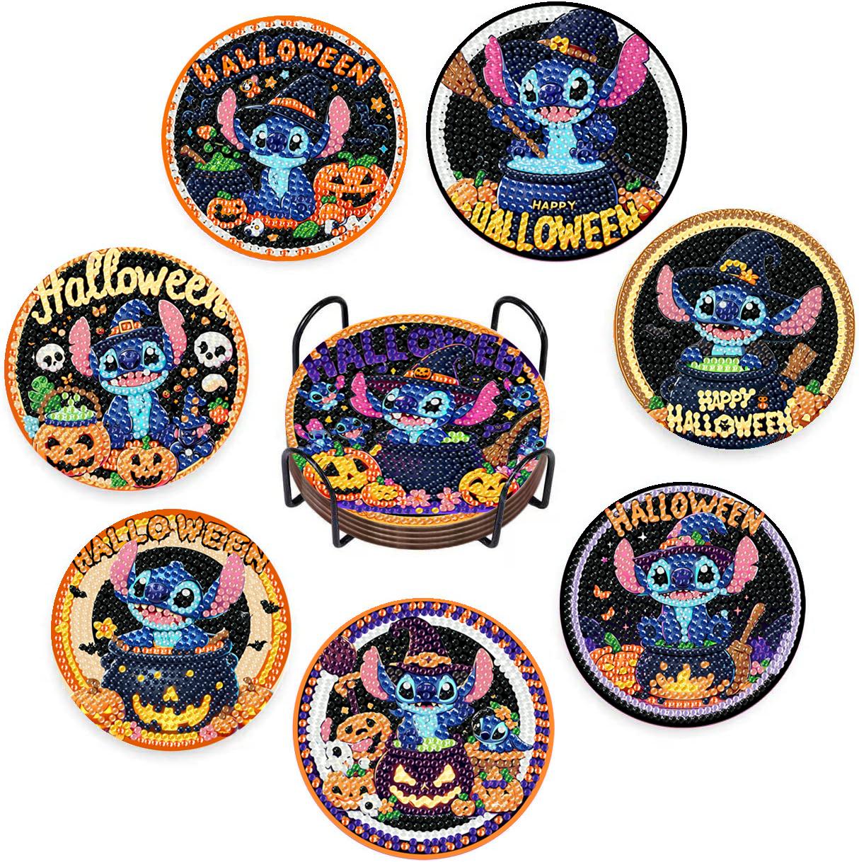 

Набор из 8 штук подставок для напитков с алмазной росписью, сделай сам, с узором серии The Stitch Goblin и бесплатным подстаканником