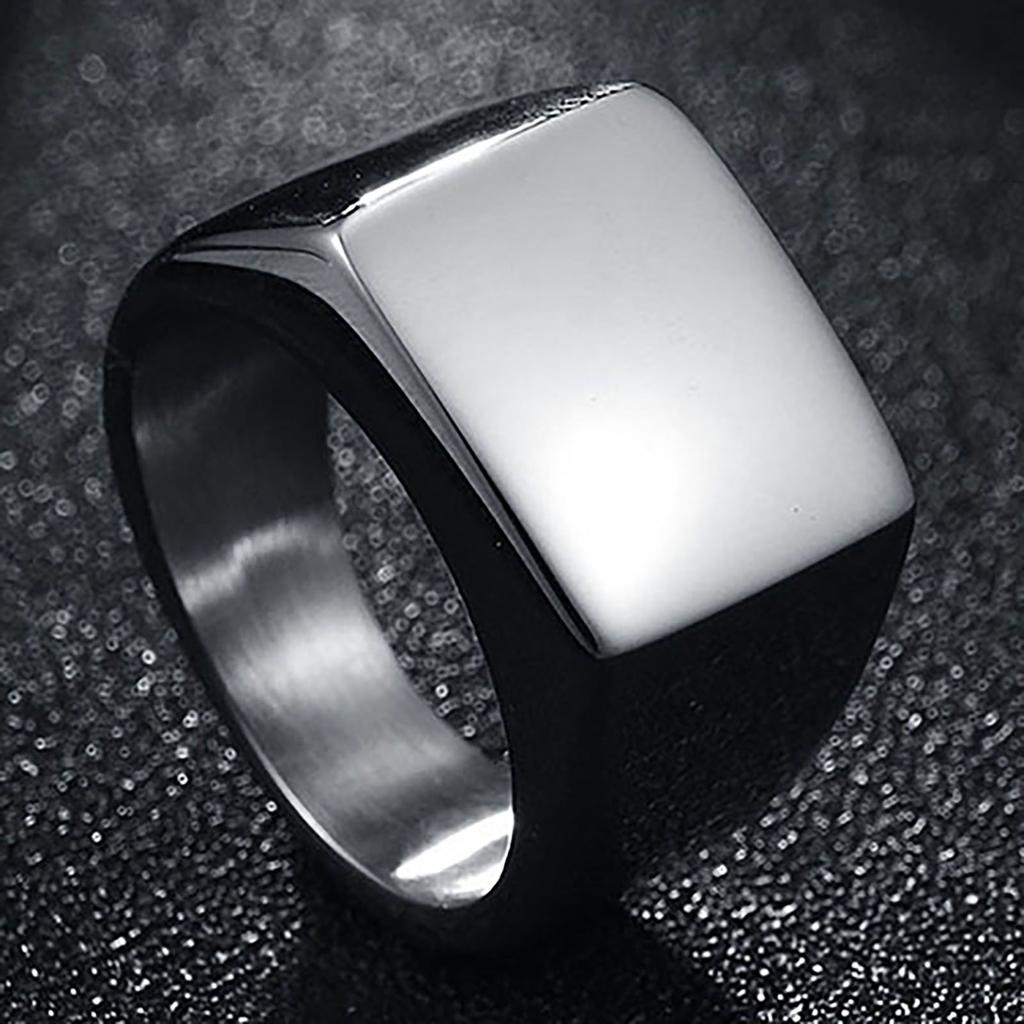Mode Männer Edelstahl Plain Square Hochzeit Finger Ring Band Punk Schmuck