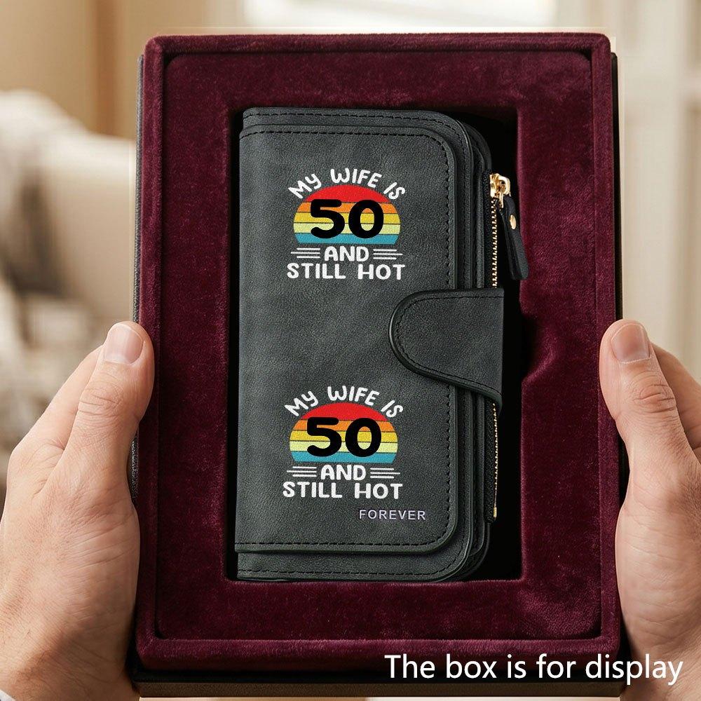 50-Year-old retro sunset men's large-capacity wallet with business card slot and cash pocket, suitable for formal occasions and office use, a gift