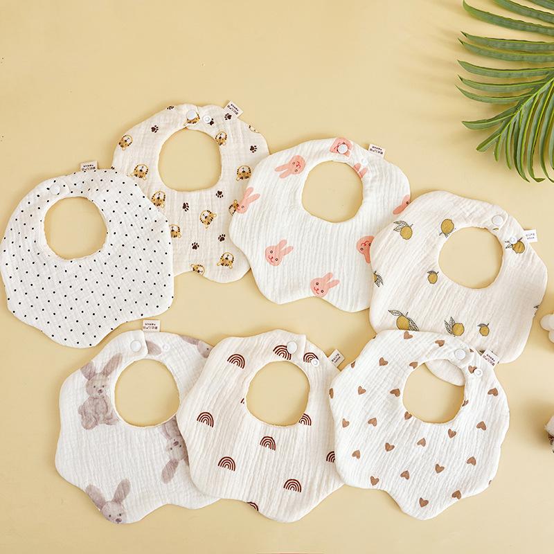 3pcs Pure Cotton Gauze Bibs Cute Parint Adjustable buckle Baby Scarf Newborn Boys Girls Cloth Bib Saliva Scarf