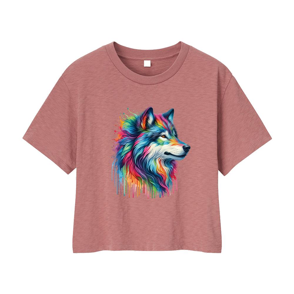 Regenbogen Wolf Wärmeübertragung Aufkleber Heißer Verkauf Aufkleber T-Shirt Wärmepresse Applizierte Kleidung Aufkleber DIY Benutzerdefiniertes Logo Patch
