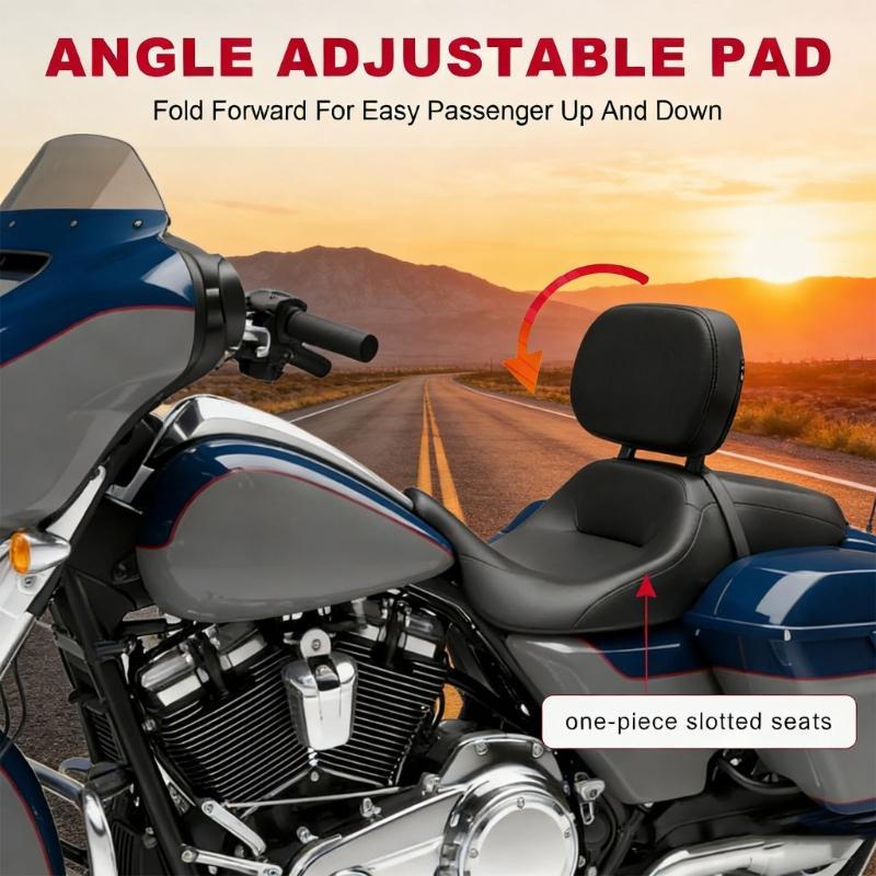 Pack of 1 Adjustable Motorcycle Driver and Backrest with Enhances Lumbar Support for Long Ride Comforts Including Mounting Hardware and Durable