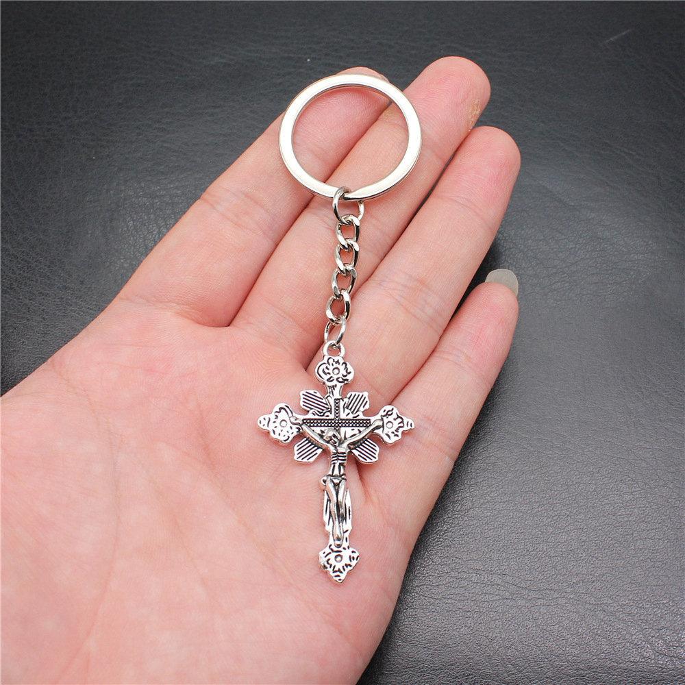 Cross Religious Amulet Keychain for Family Trendy Cute Fathers Day Gift Streetwear Key Organizer