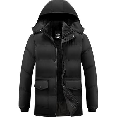 Padded-on Men's Cotton-padded Clothes, Winter New Velvet Thickened Warm Cotton-padded Jackets, Removable Hat Cotton-padded Clothes.