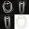 Elegant Faux Pearls Collar Bib Necklace Earrings Fashionable Beaded Jewelry Set Multilayered Strand Accessory for Women